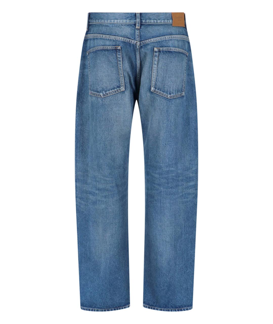 SAINT LAURENT Синие хлопковые прямые джинсы, фото 2