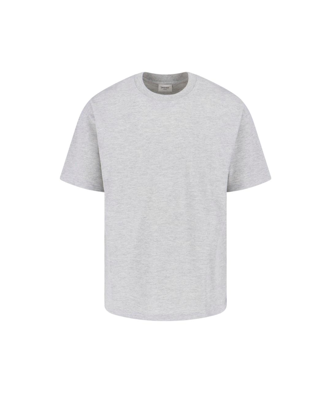 SAINT LAURENT Серая хлопковая футболка, фото 4