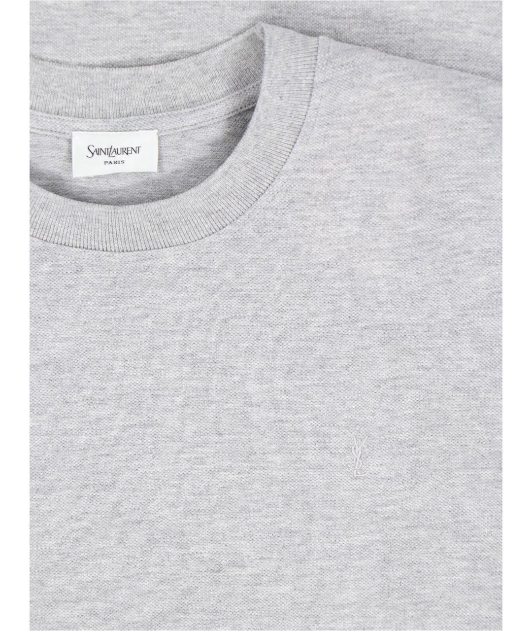 SAINT LAURENT Серая хлопковая футболка, фото 3