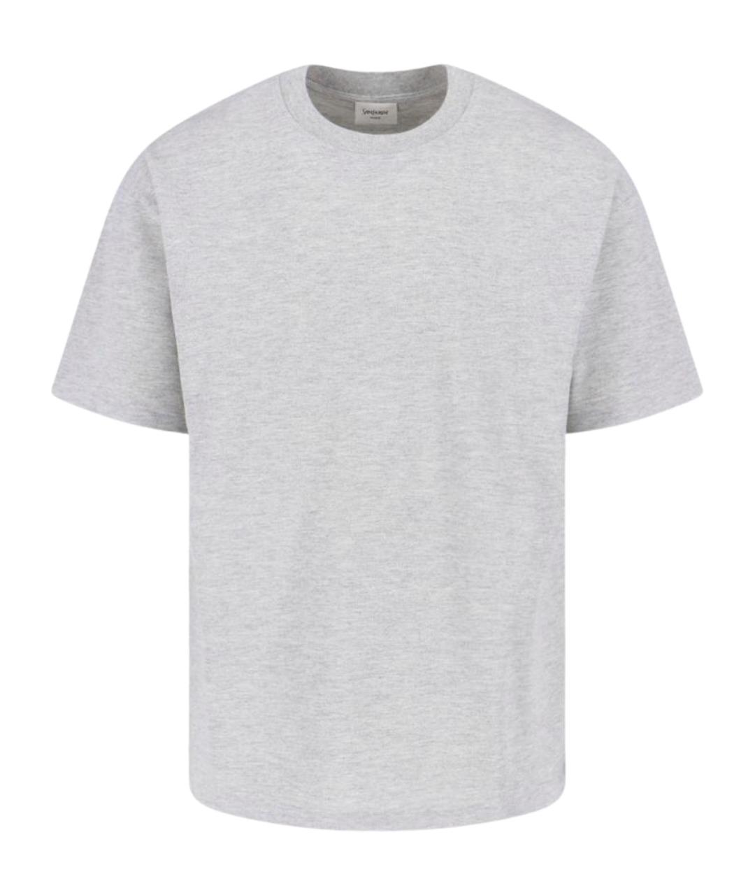 SAINT LAURENT Серая хлопковая футболка, фото 1