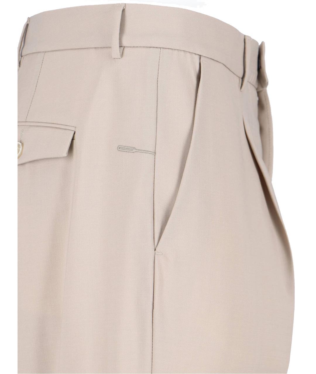 Cruna Бежевые шерстяные повседневные брюки, фото 4