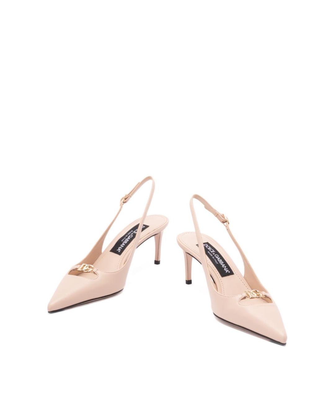 DOLCE&GABBANA Бежевые кожаные туфли, фото 2