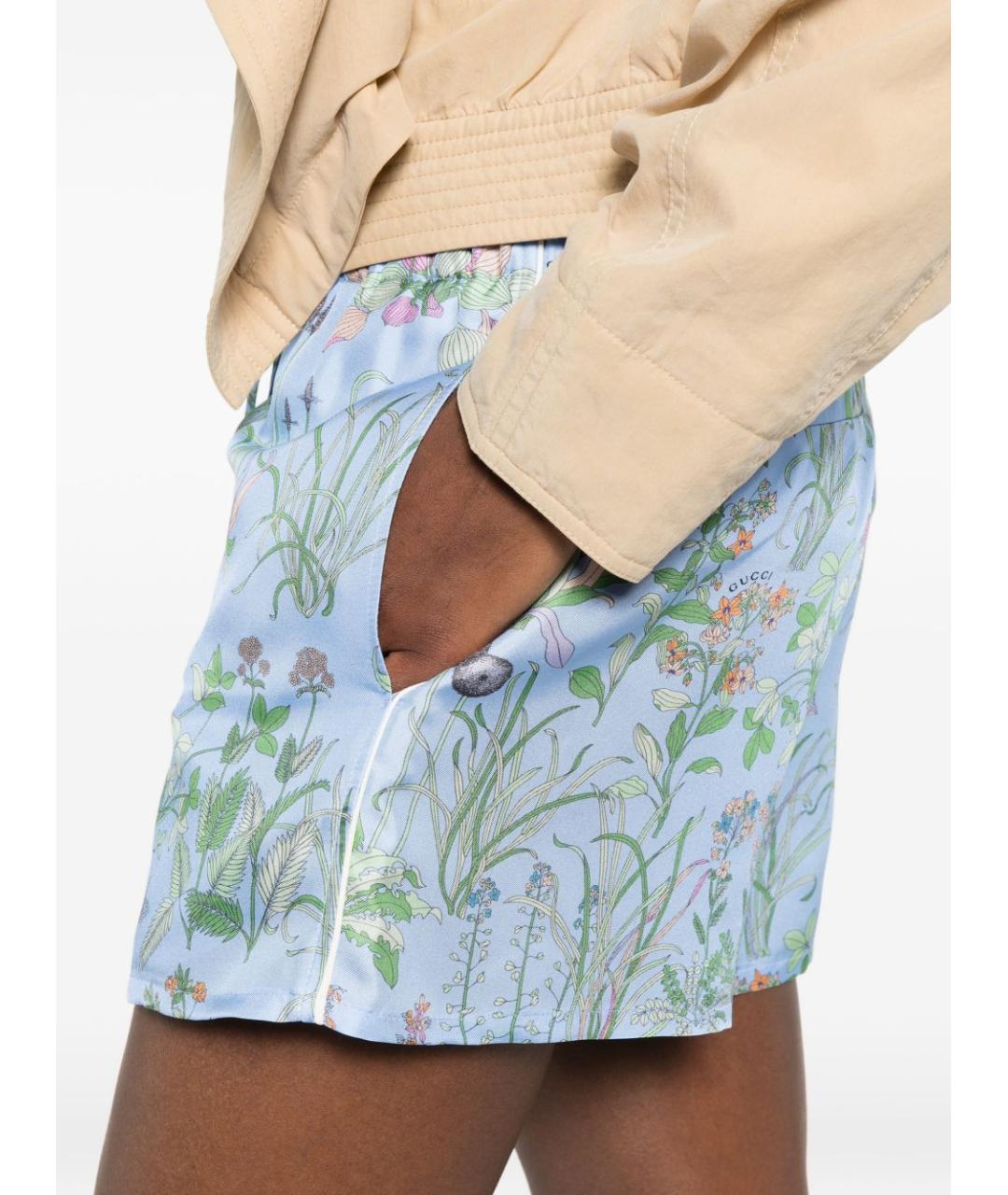 GUCCI Мульти шелковые шорты, фото 4