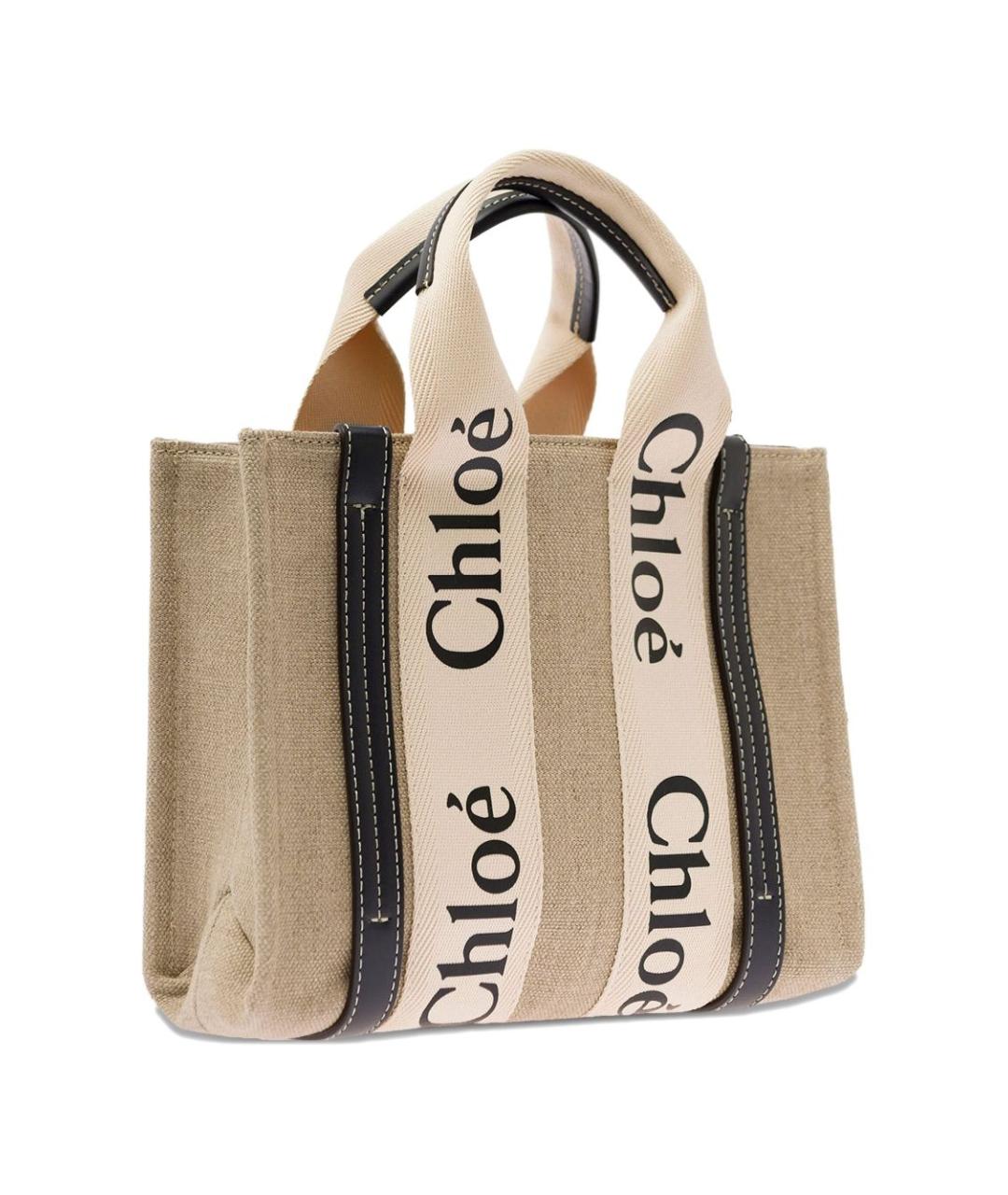 CHLOE Бежевая тканевая сумка тоут, фото 3