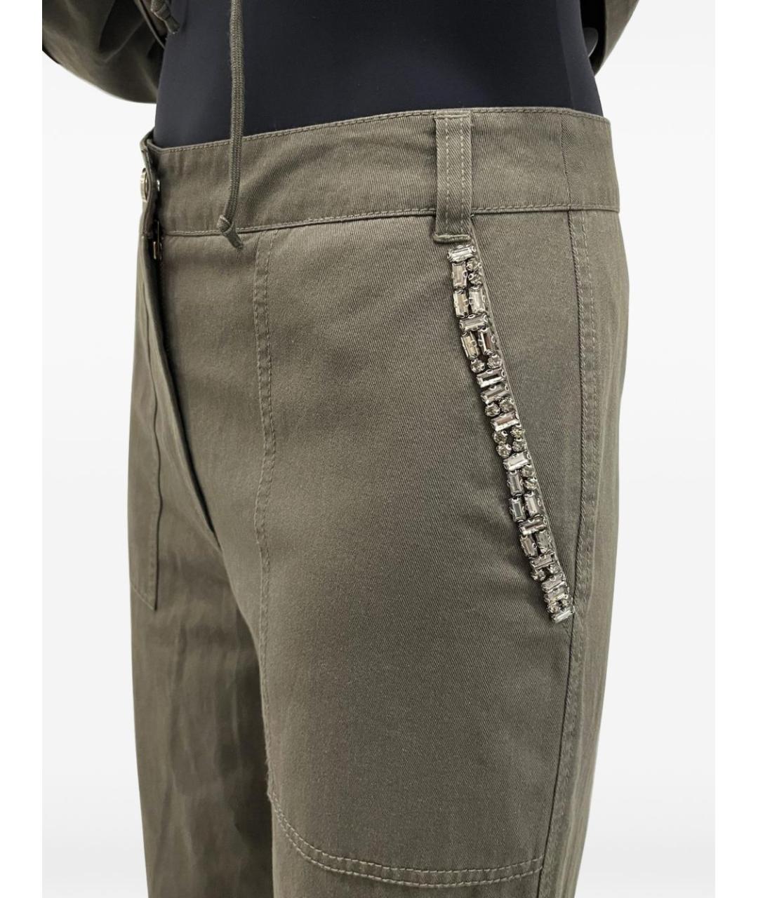 LIU JO Зеленые хлопковые прямые брюки, фото 3