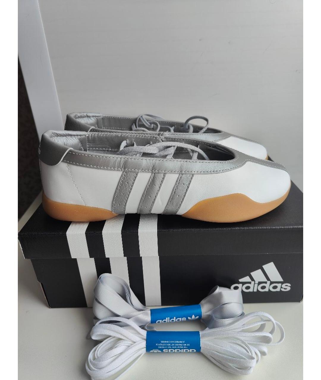 ADIDAS Белые кожаные балетки, фото 8