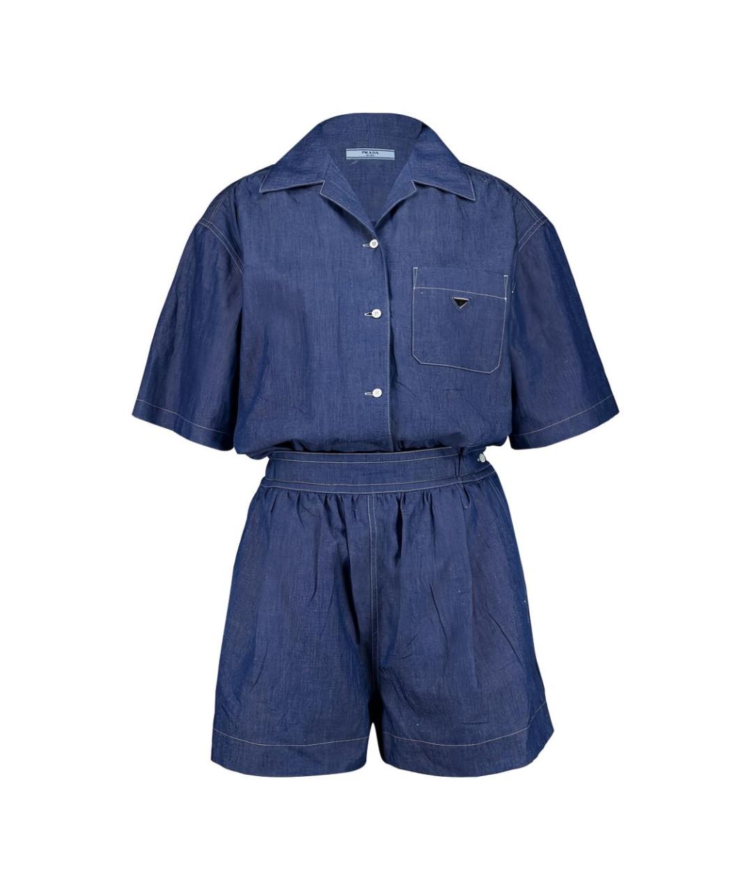 PRADA Синий хлопковый комбинезон, фото 1