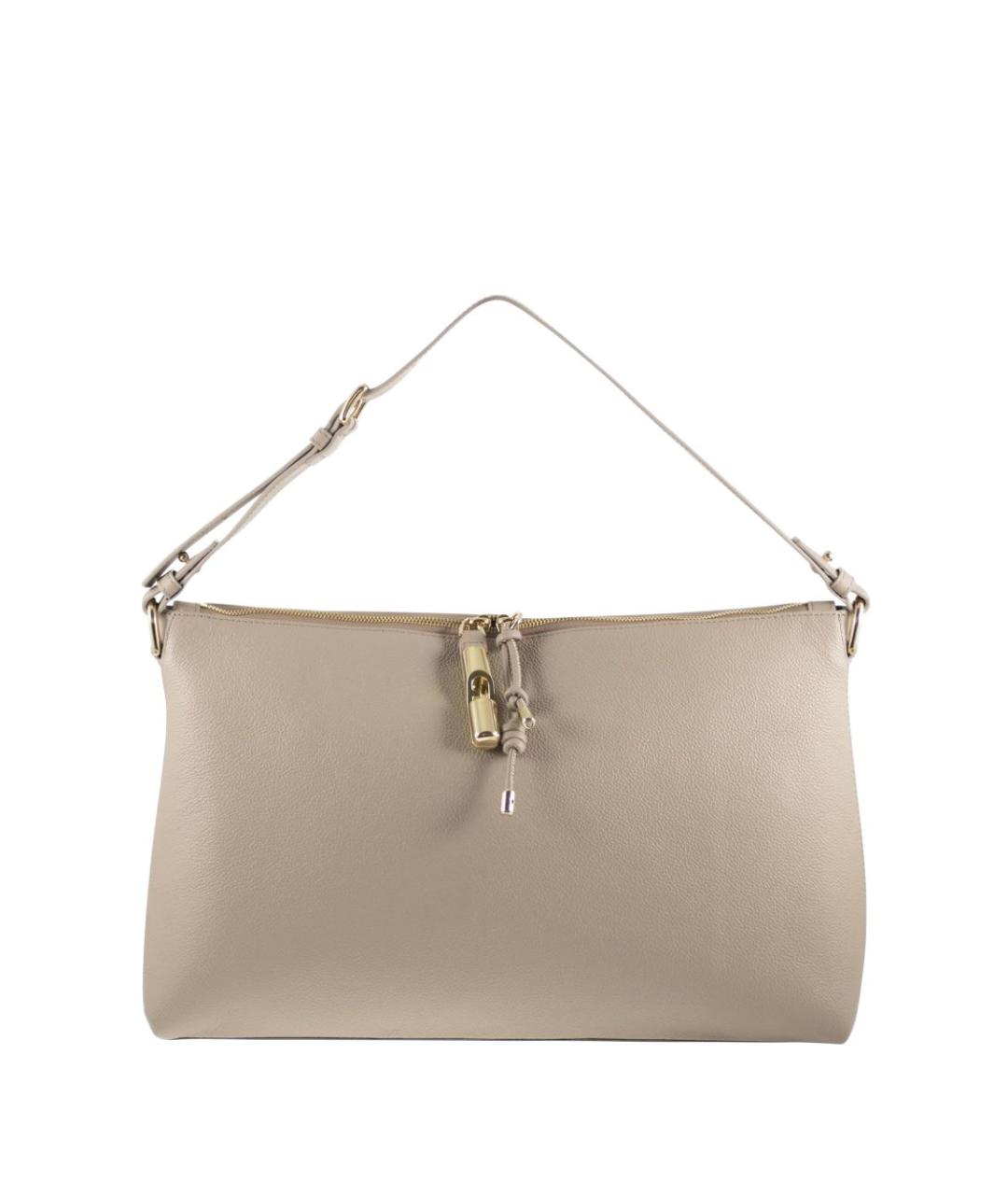 FURLA Бежевая кожаная сумка с короткими ручками, фото 1