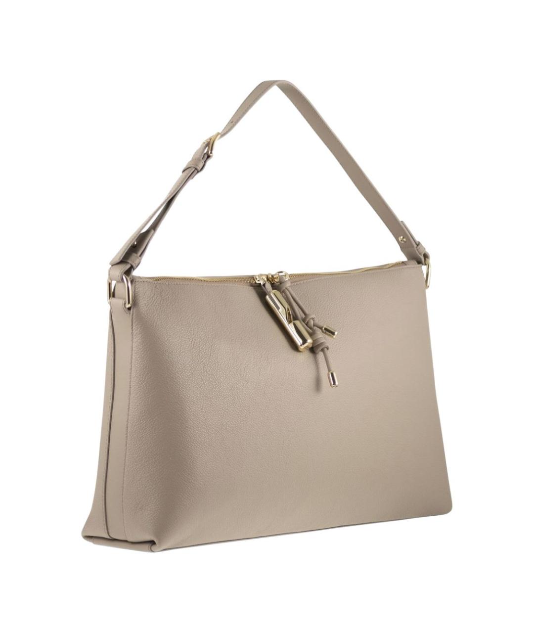 FURLA Бежевая кожаная сумка с короткими ручками, фото 2