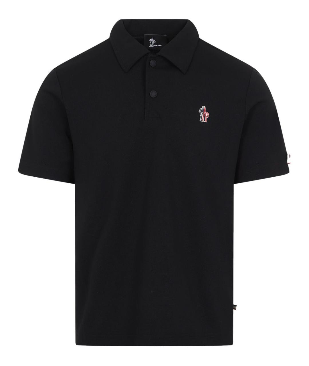 MONCLER GRENOBLE Черное хлопковое поло с коротким рукавом, фото 1