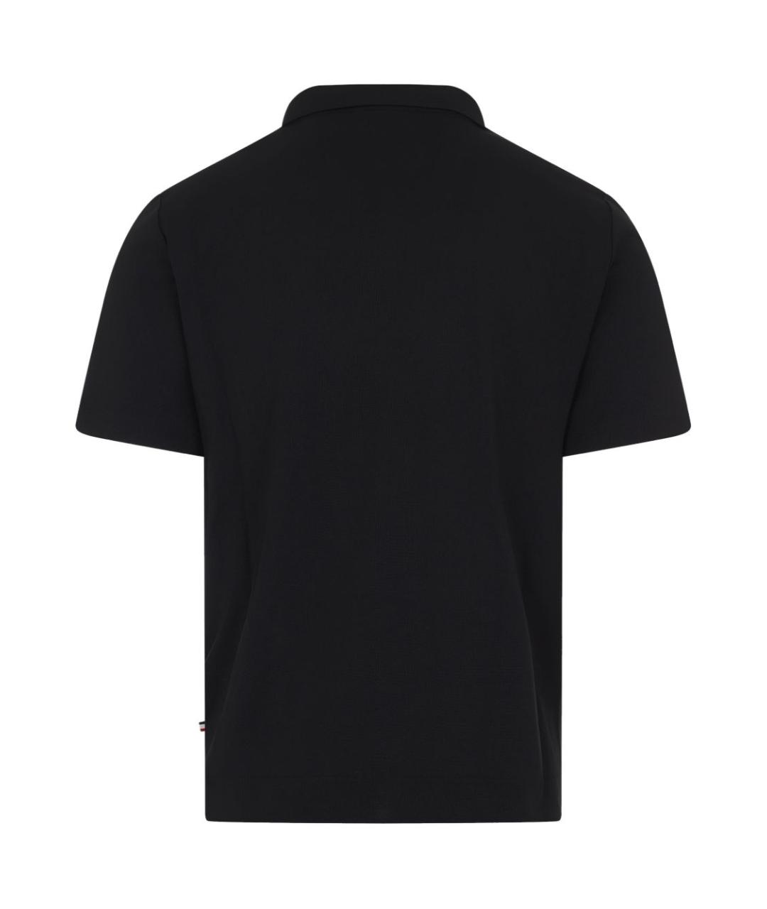 MONCLER GRENOBLE Черное хлопковое поло с коротким рукавом, фото 2