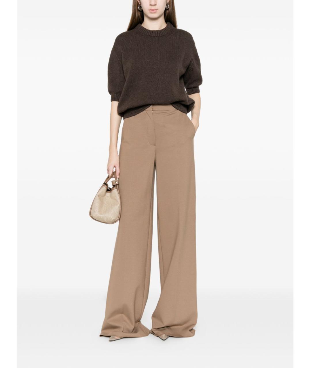 MAX MARA Коричневые вискозные прямые брюки, фото 2