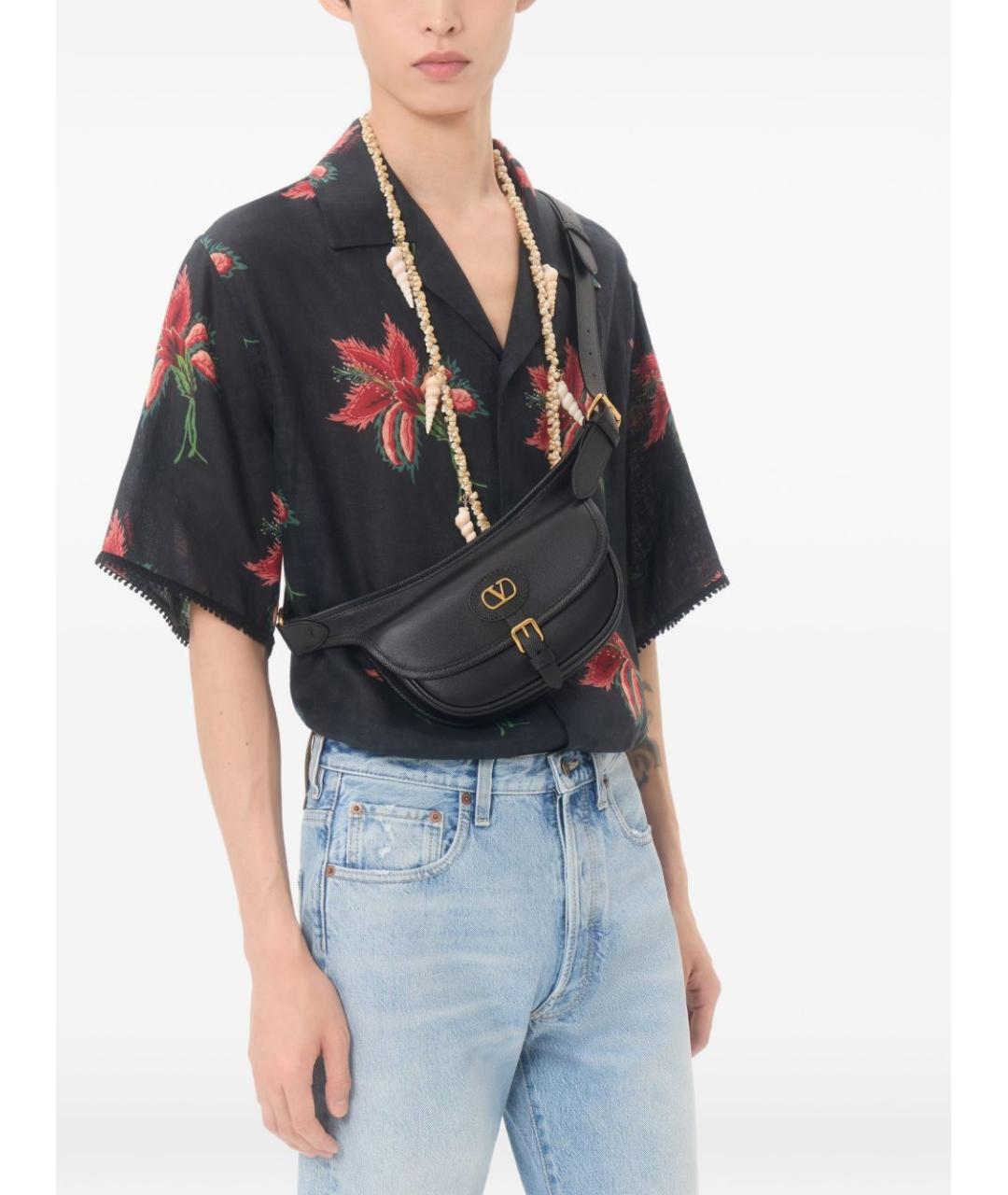 VALENTINO Черная кожаная поясная сумка, фото 6