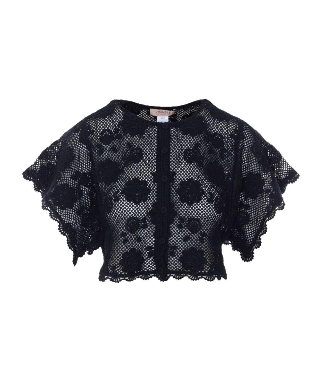 TWIN-SET Черный хлопковый кардиган, фото 1