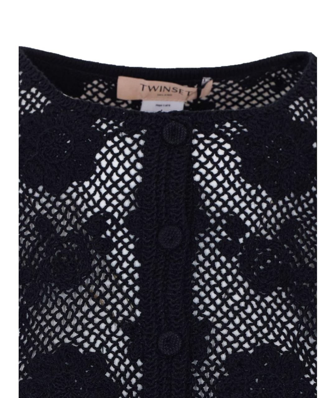 TWIN-SET Черный хлопковый кардиган, фото 2