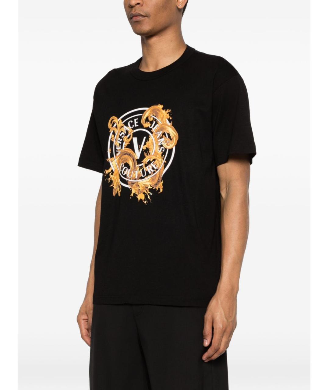 VERSACE JEANS COUTURE Черная хлопковая футболка, фото 5