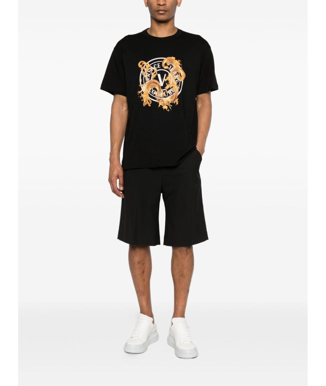 VERSACE JEANS COUTURE Черная хлопковая футболка, фото 2