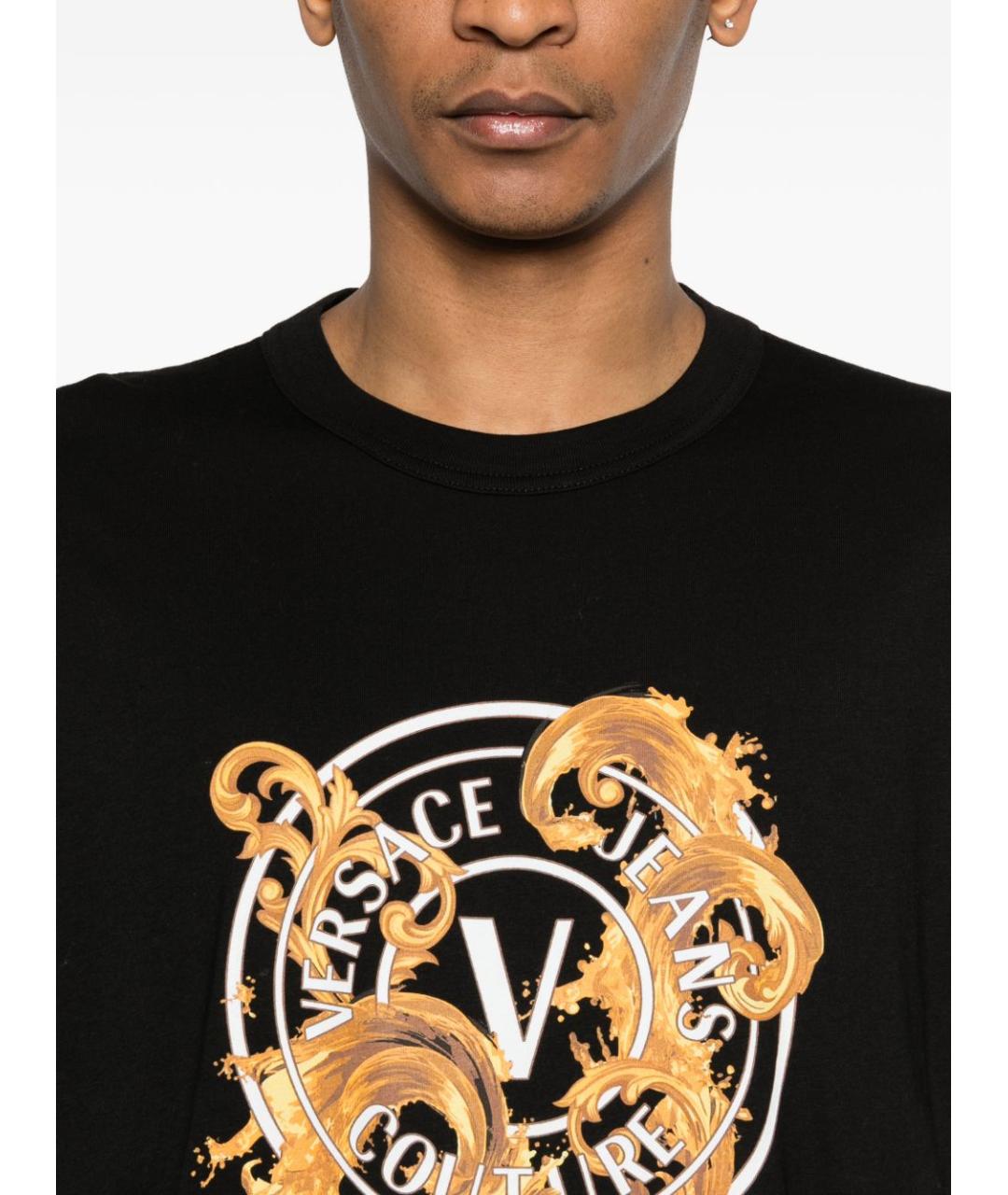 VERSACE JEANS COUTURE Черная хлопковая футболка, фото 4