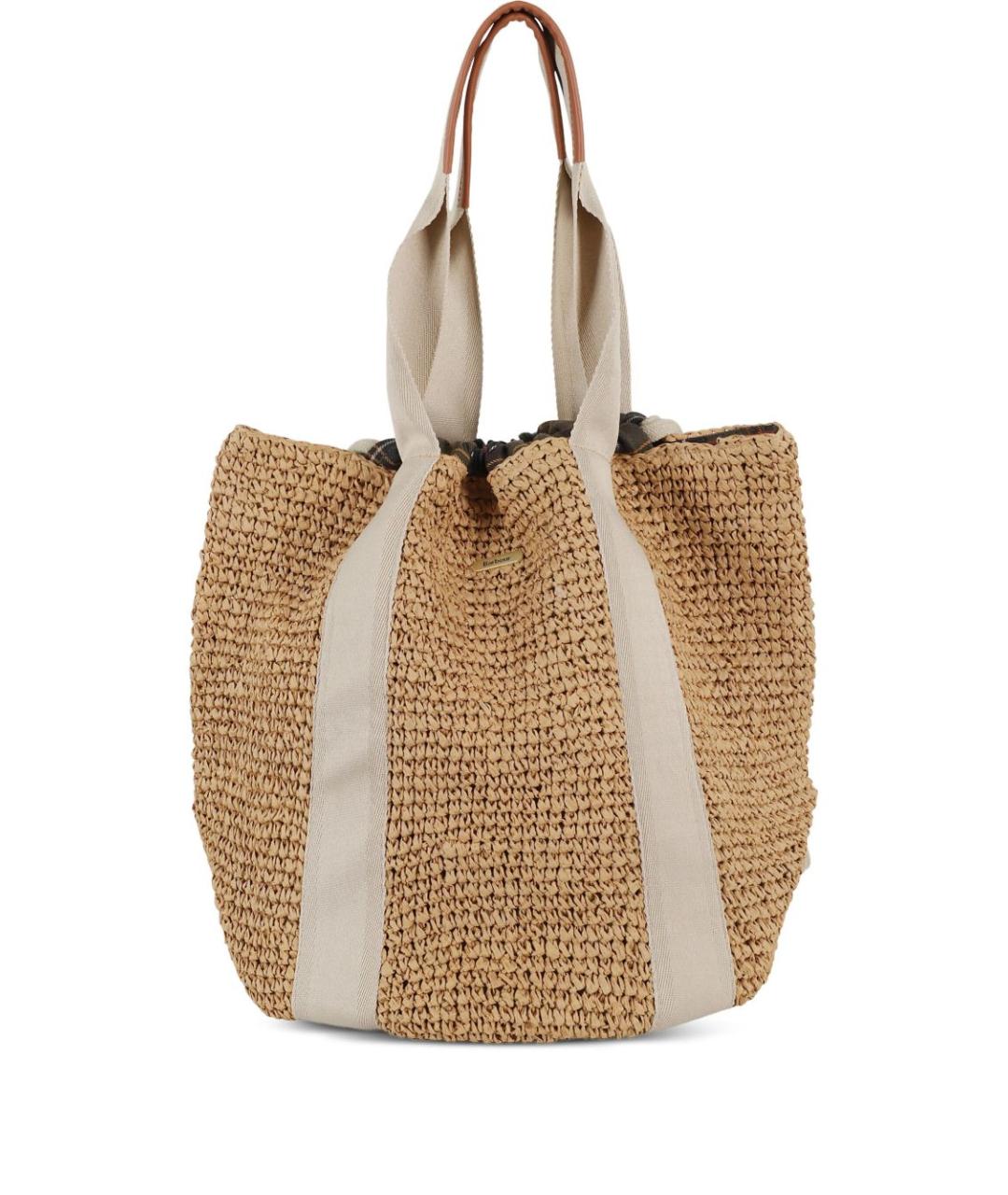 BARBOUR Бежевая пелетеная сумка тоут, фото 1