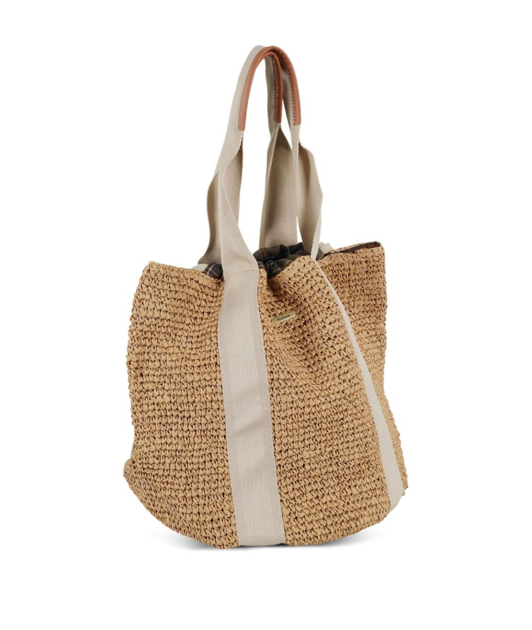 BARBOUR Бежевая пелетеная сумка тоут, фото 2