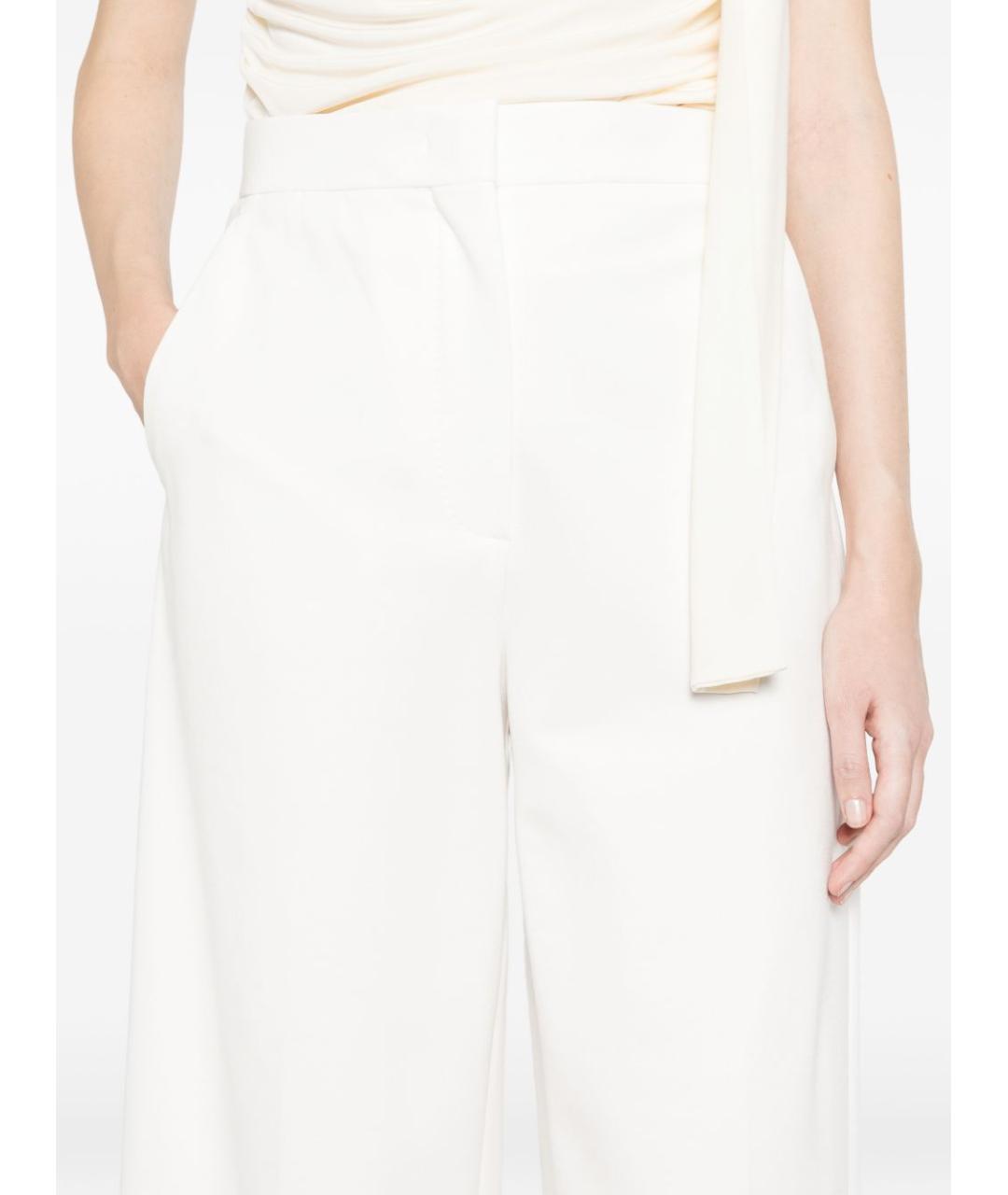 MAX MARA Белые вискозные прямые брюки, фото 4
