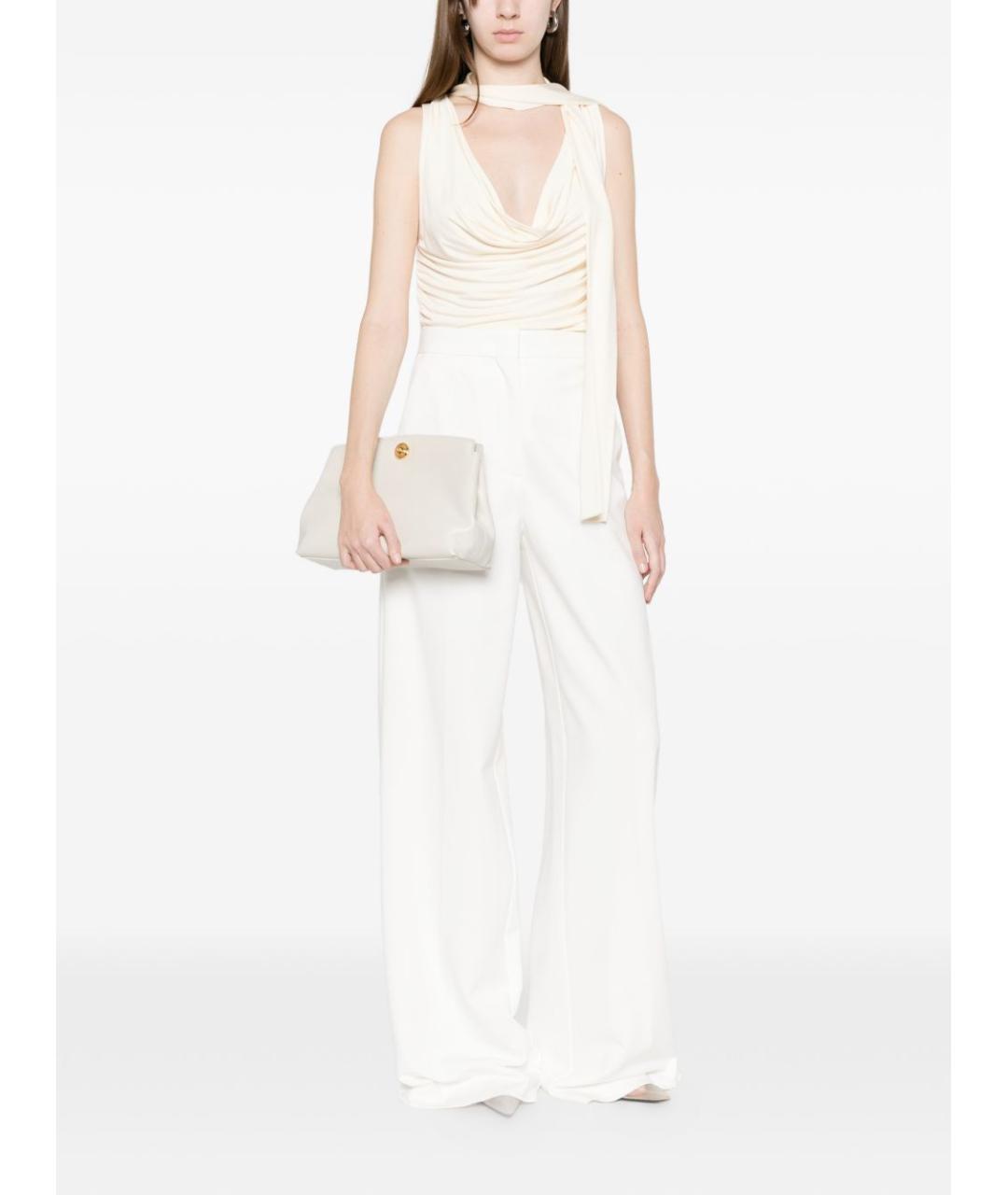 MAX MARA Белые вискозные прямые брюки, фото 3