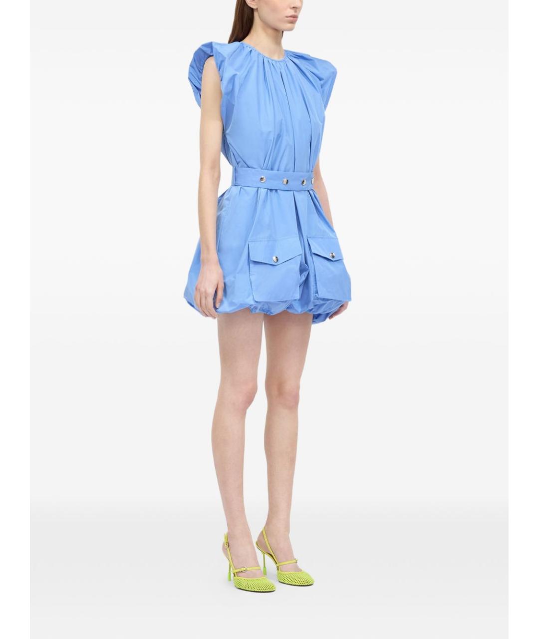 MSGM Голубое полиэстеровое коктейльное платье, фото 4