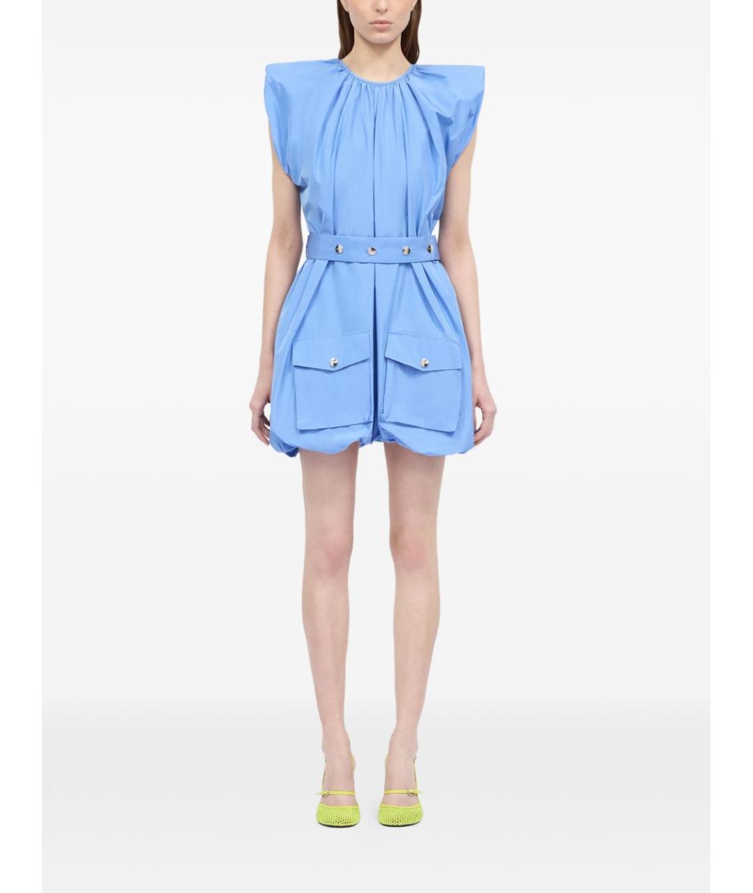 MSGM Голубое полиэстеровое коктейльное платье, фото 5