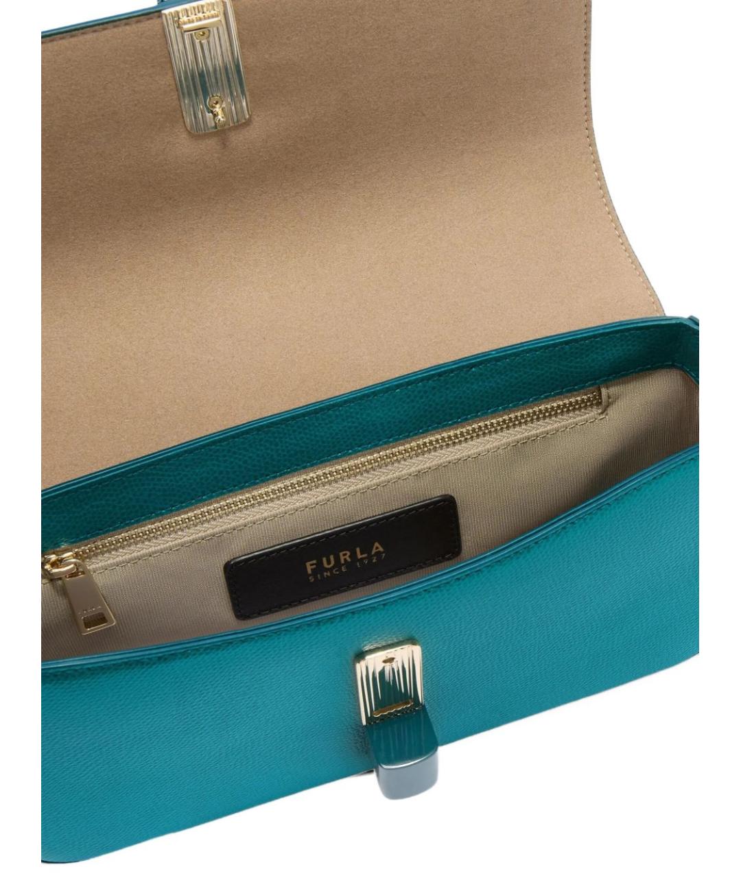 FURLA Голубая кожаная сумка через плечо, фото 2