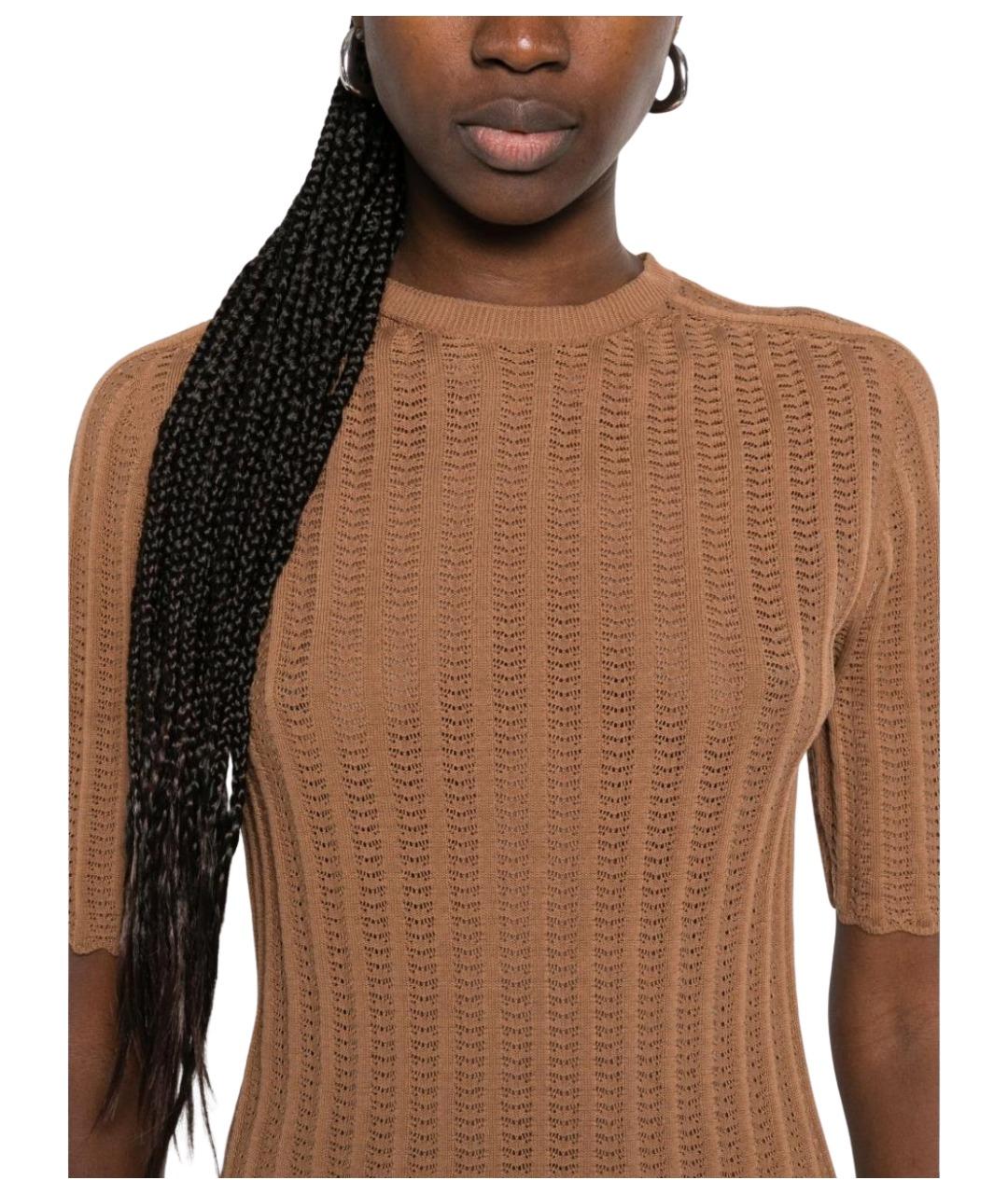 FABIANA FILIPPI Коричневый хлопковый джемпер / свитер, фото 1