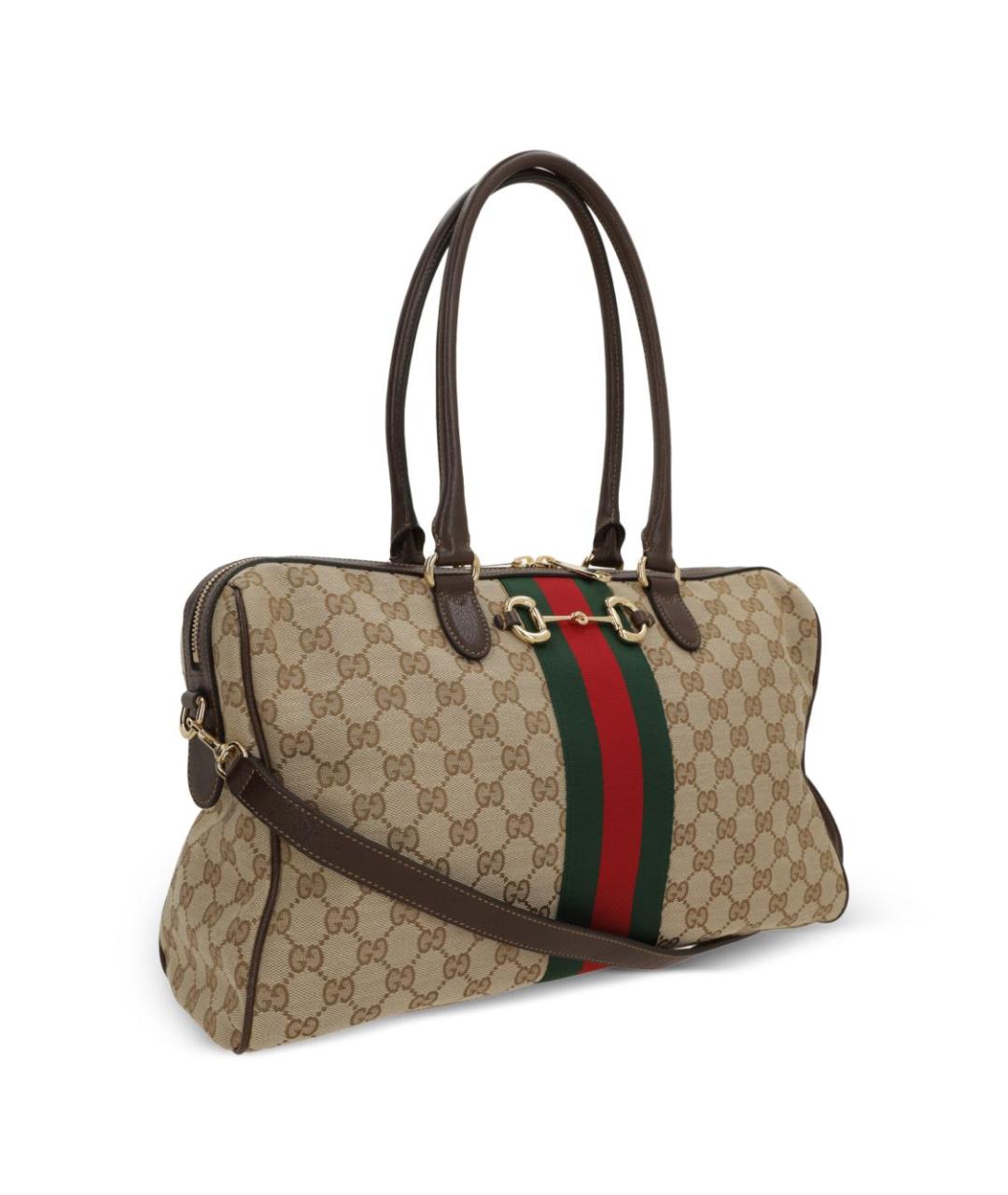 GUCCI Бежевая жаккардовая сумка тоут, фото 4
