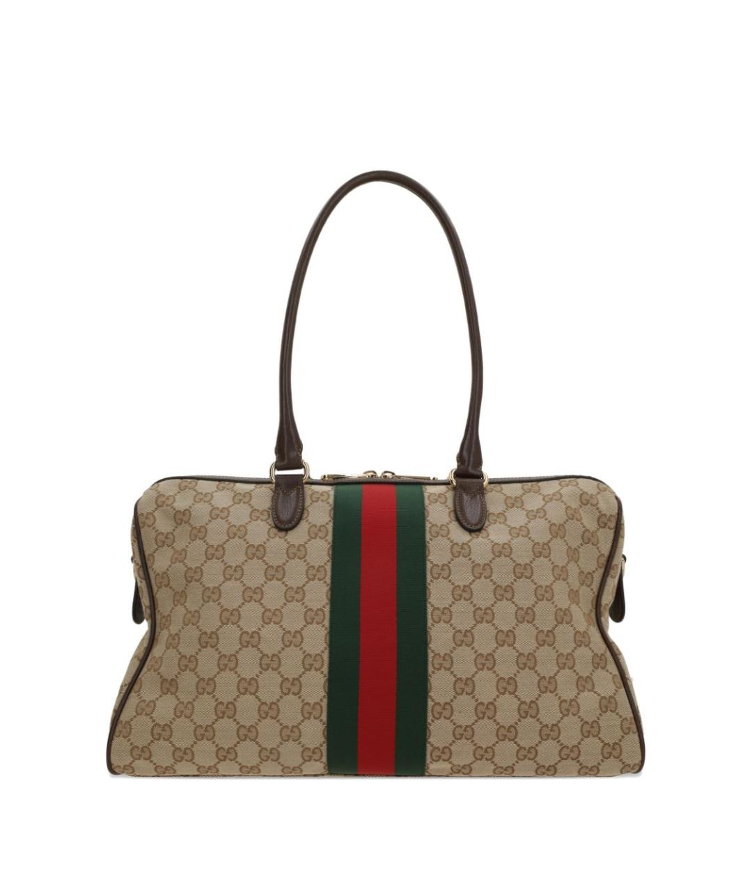 GUCCI Бежевая жаккардовая сумка тоут, фото 3