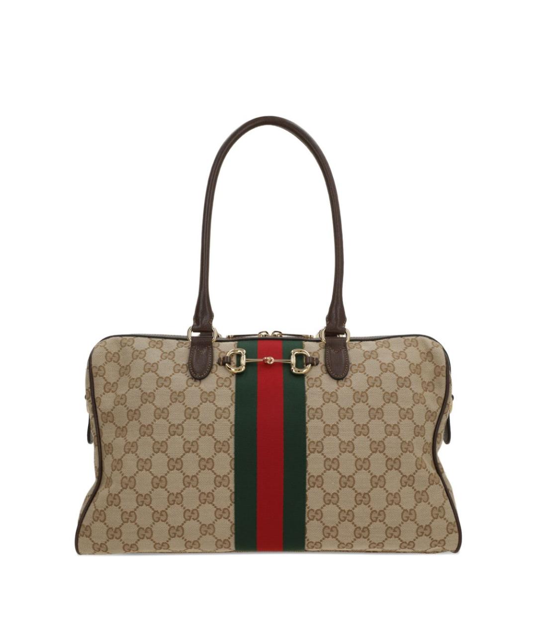 GUCCI Бежевая жаккардовая сумка тоут, фото 1