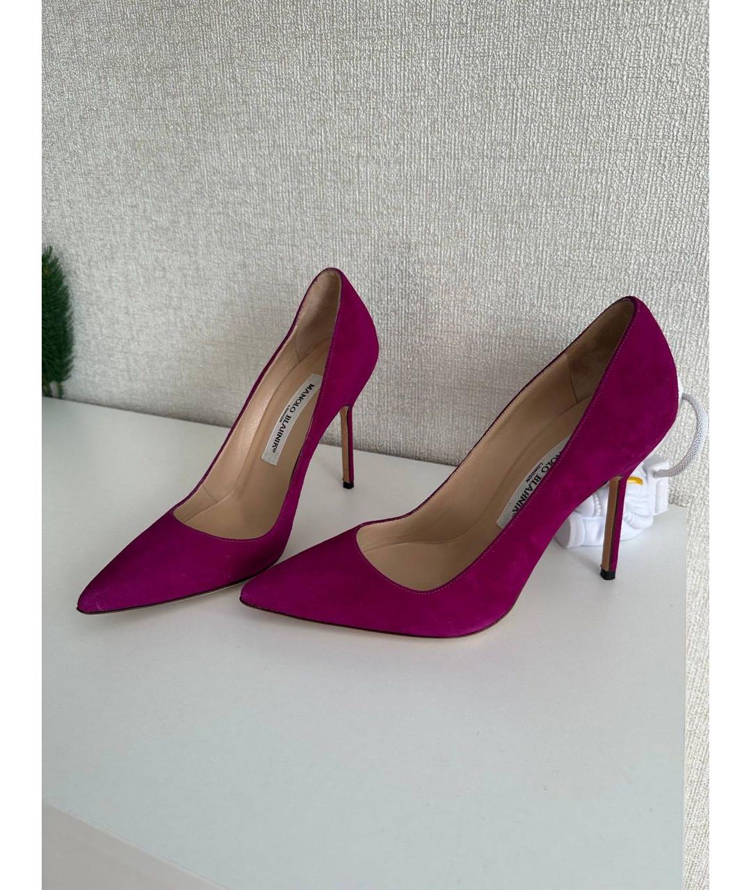 MANOLO BLAHNIK Фуксия замшевые туфли, фото 9