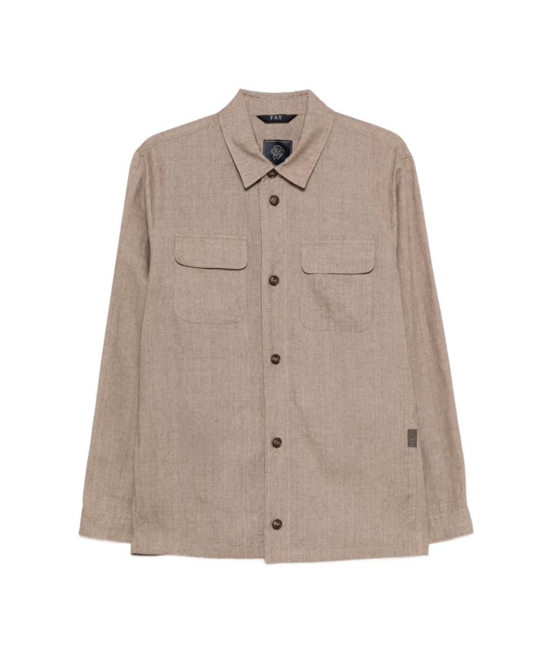 FAY Бежевая льняная кэжуал рубашка, фото 1