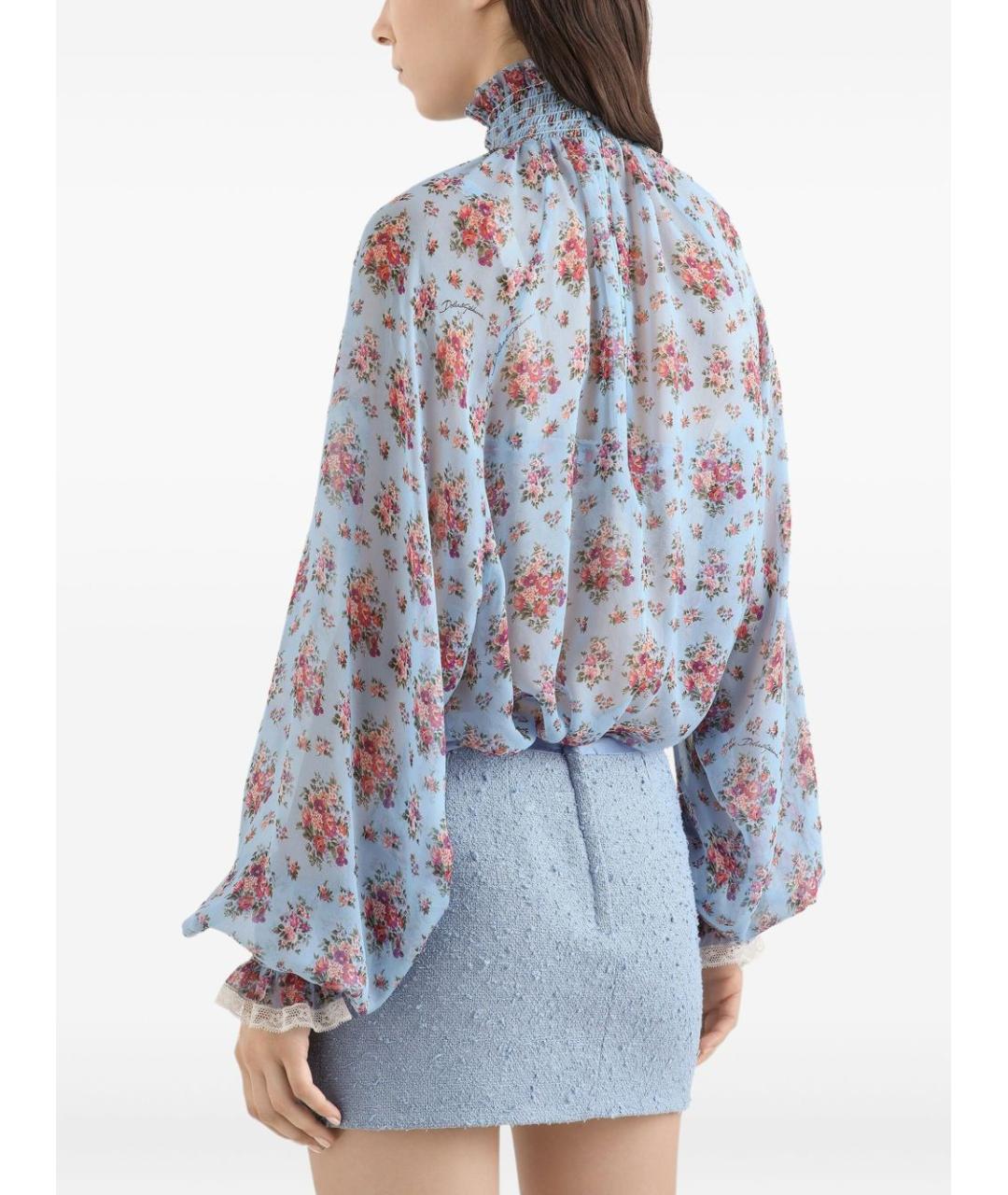 DOLCE&GABBANA Голубая шелковая блузы, фото 4