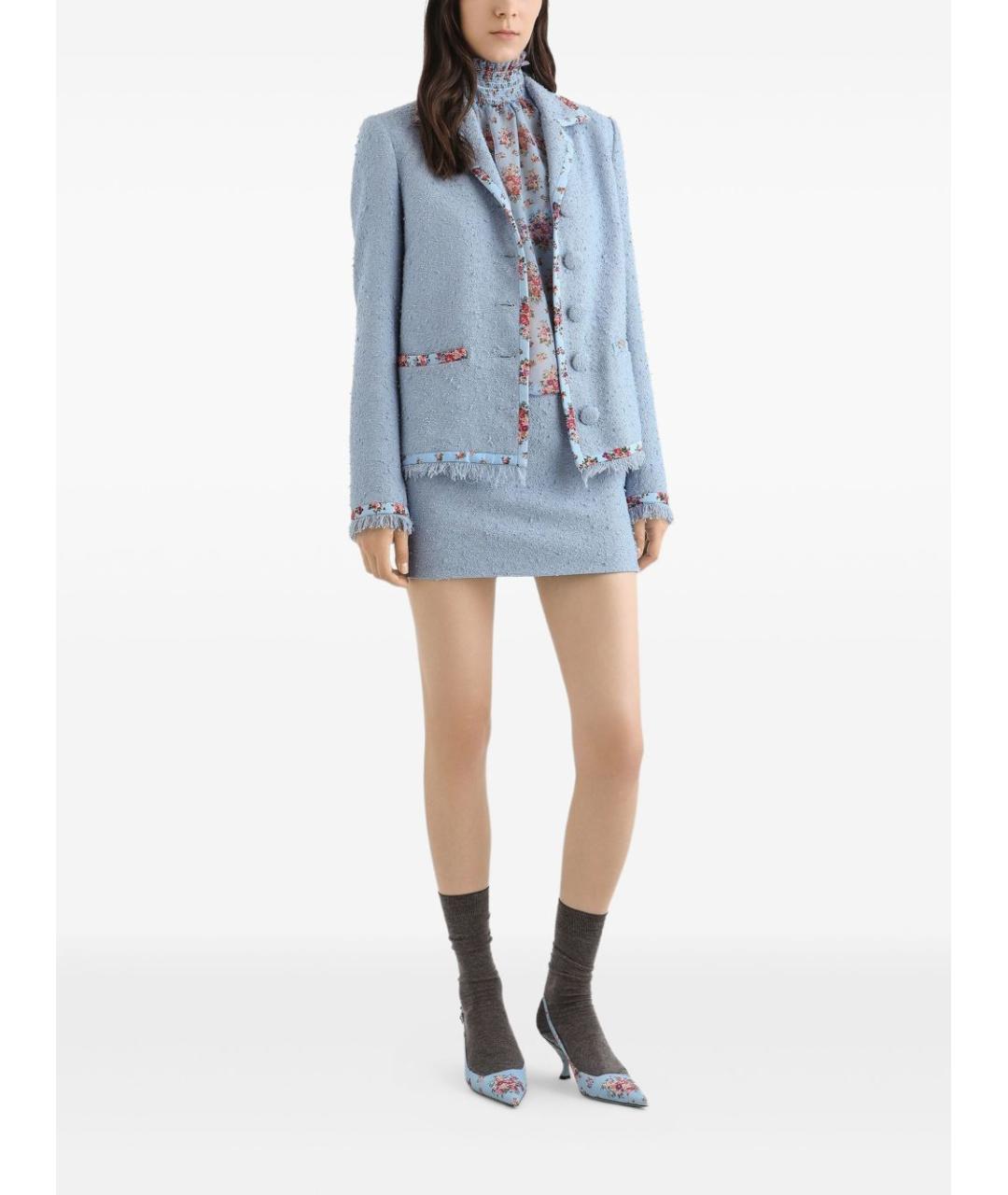 DOLCE&GABBANA Голубая шелковая блузы, фото 3