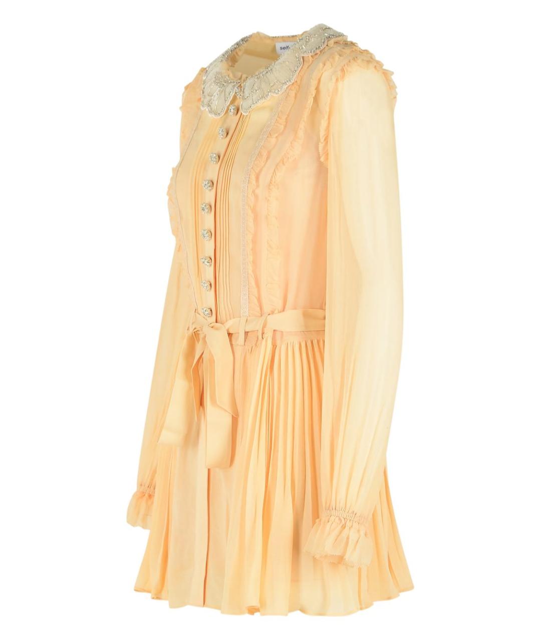 SELF-PORTRAIT Желтое вискозное повседневное платье, фото 3