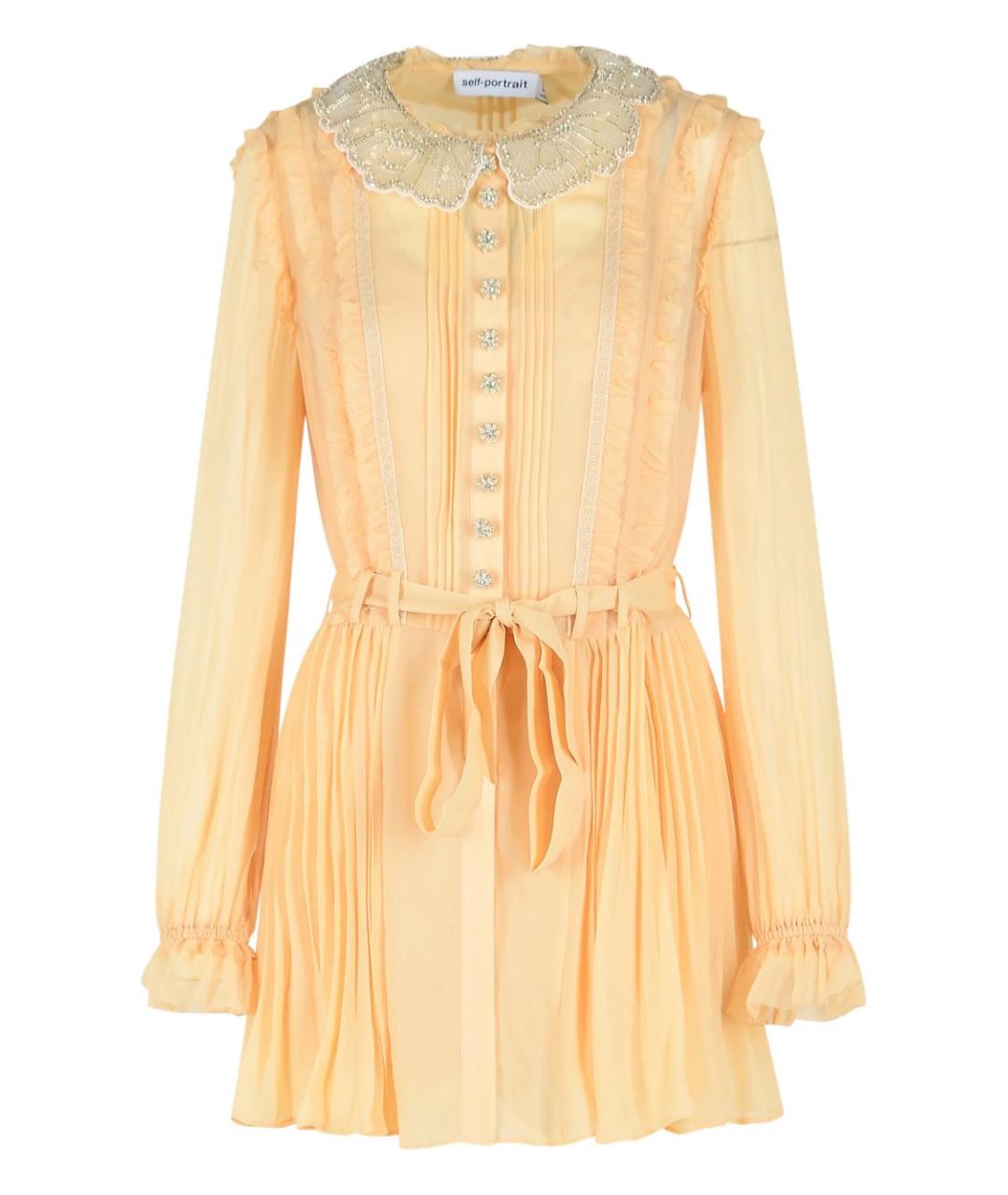 SELF-PORTRAIT Желтое вискозное повседневное платье, фото 1