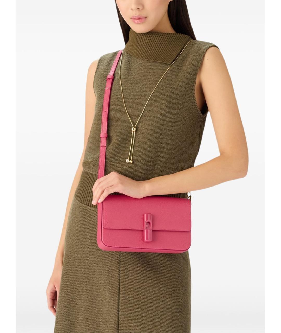 FURLA Розовая кожаная сумка через плечо, фото 7