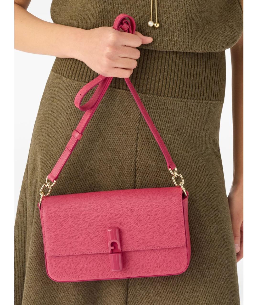 FURLA Розовая кожаная сумка через плечо, фото 3