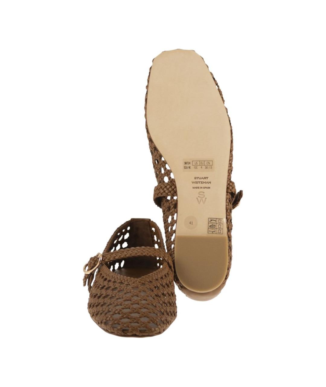 STUART WEITZMAN Коричневые кожаные балетки, фото 7