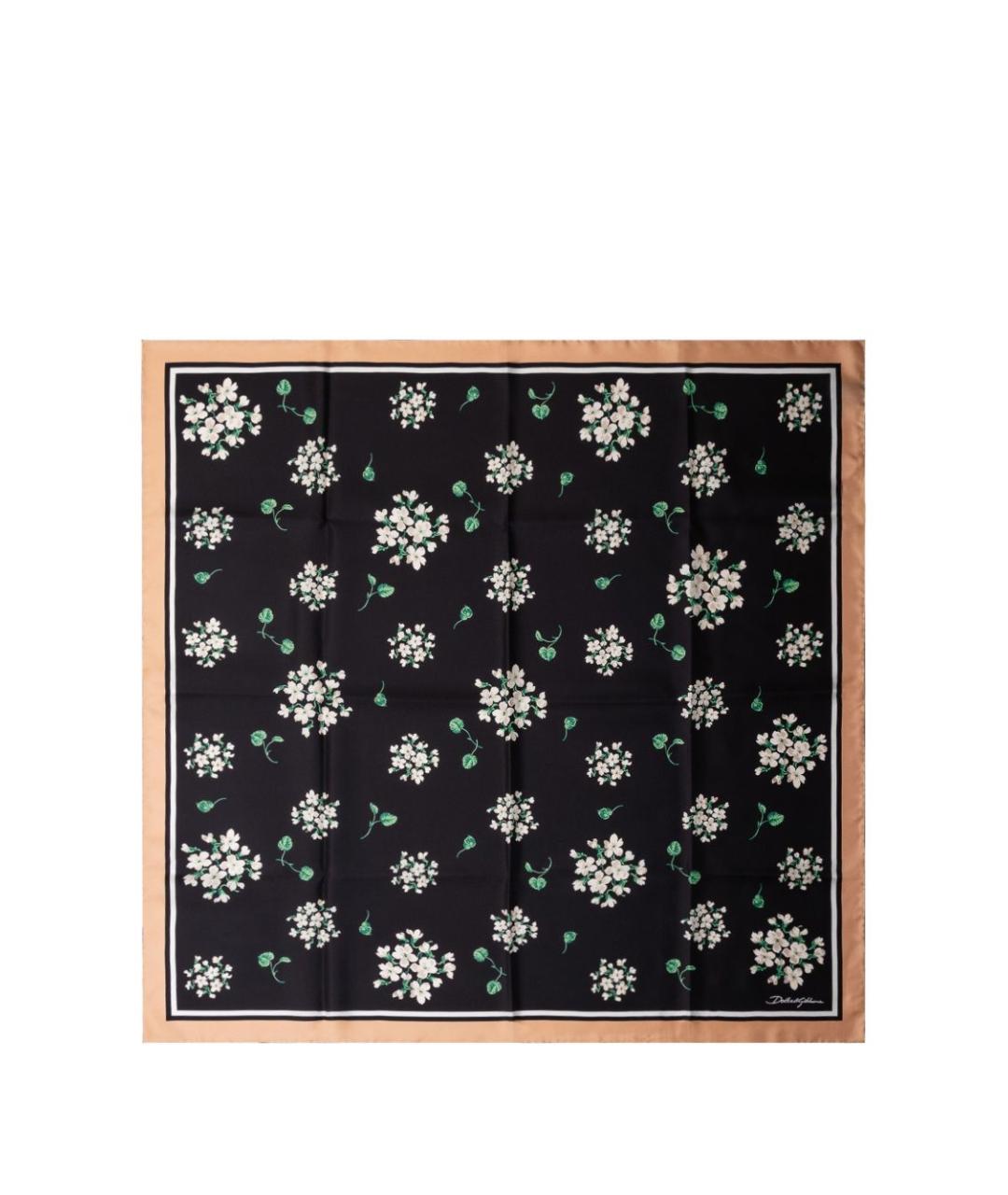 DOLCE&GABBANA Черный шелковый платок, фото 2