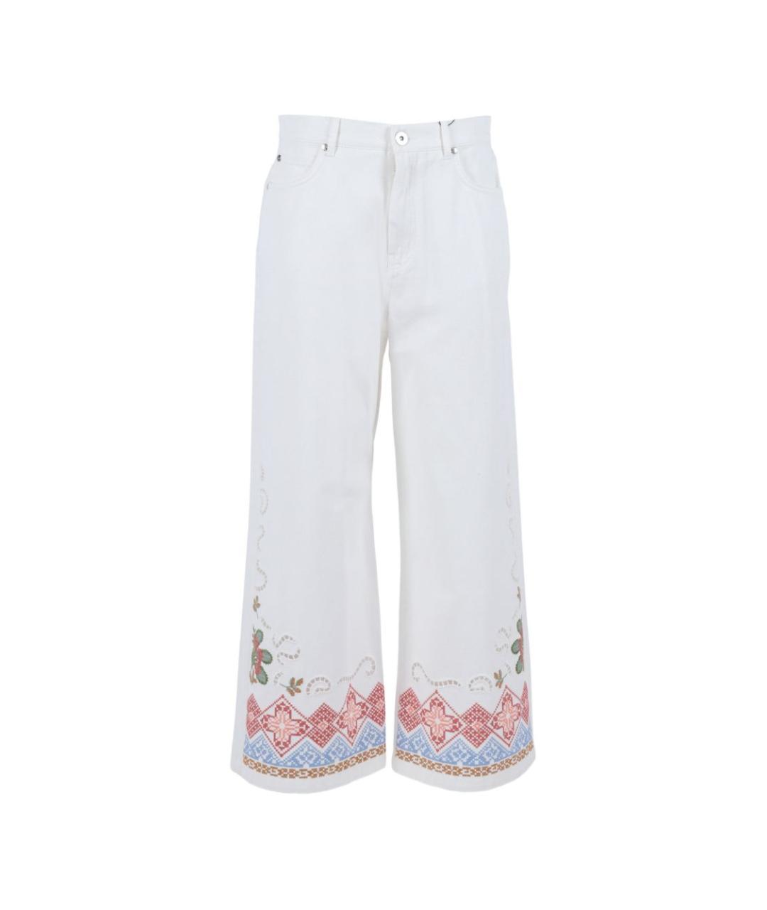 WEEKEND MAX MARA Белые хлопковые прямые брюки, фото 1