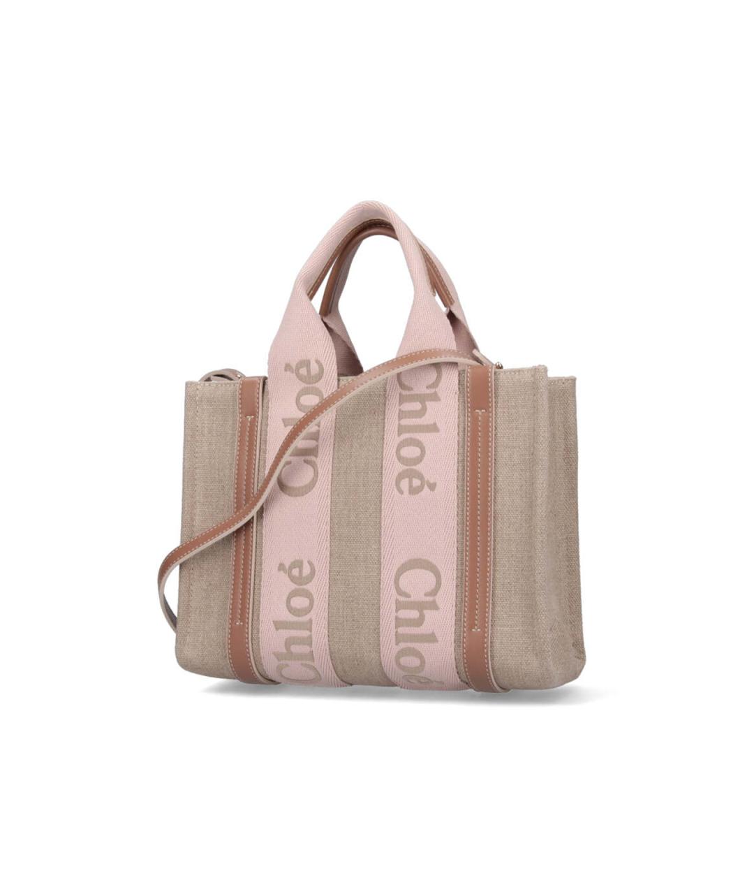 CHLOE Бежевая льняная сумка тоут, фото 2