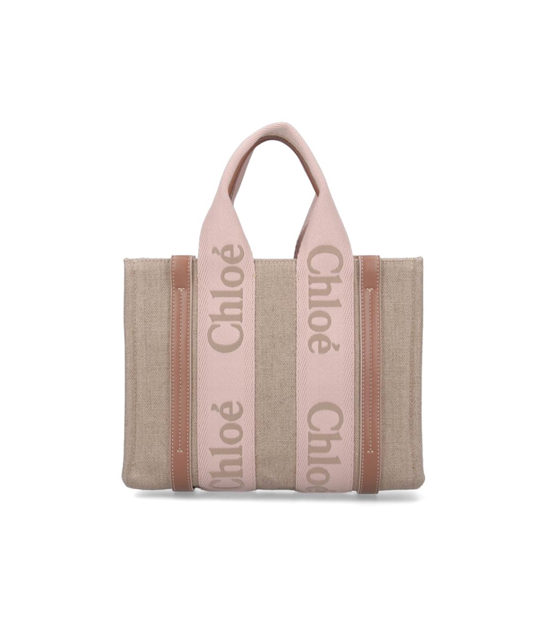 CHLOE Бежевая льняная сумка тоут, фото 3