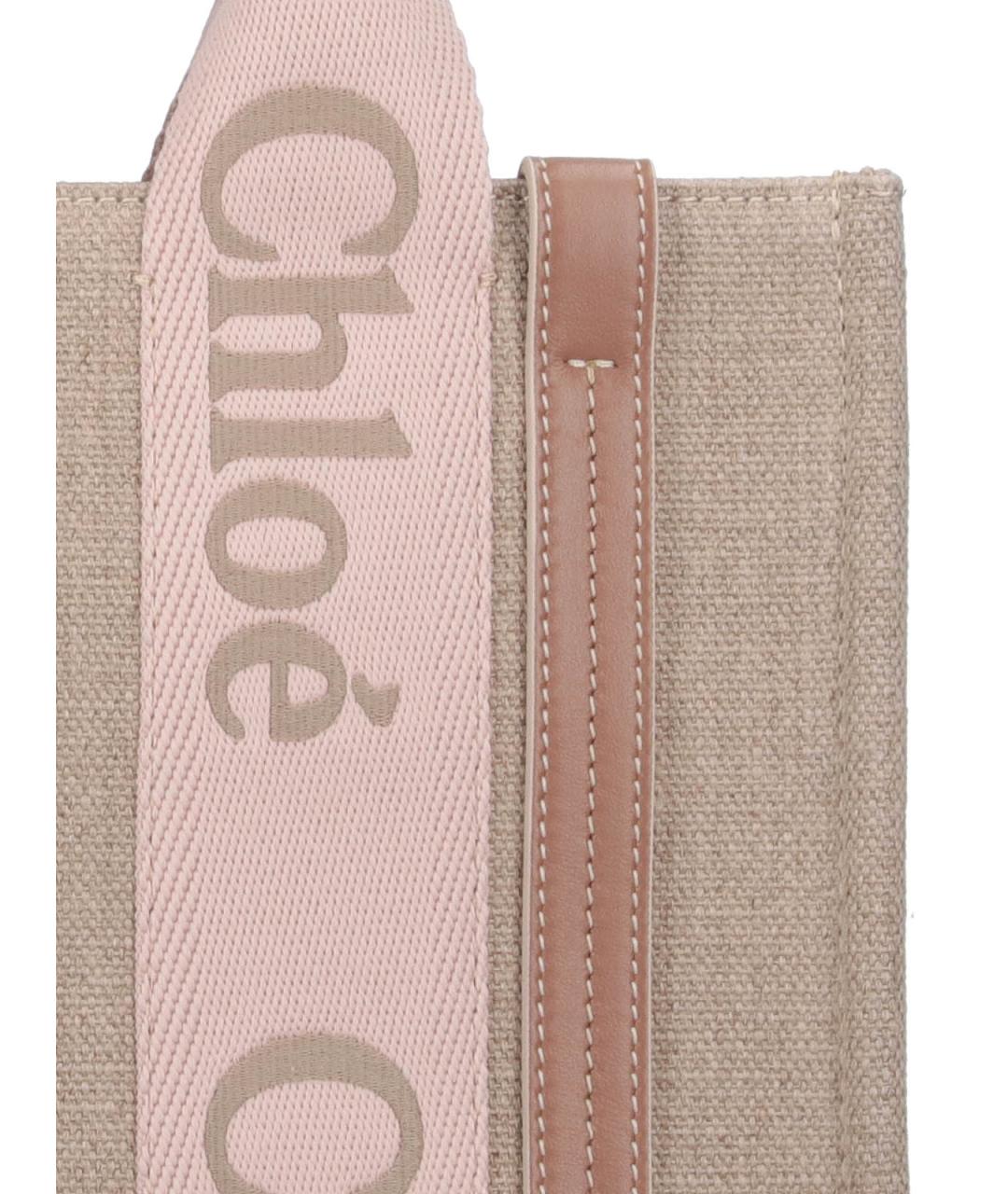 CHLOE Бежевая льняная сумка тоут, фото 4