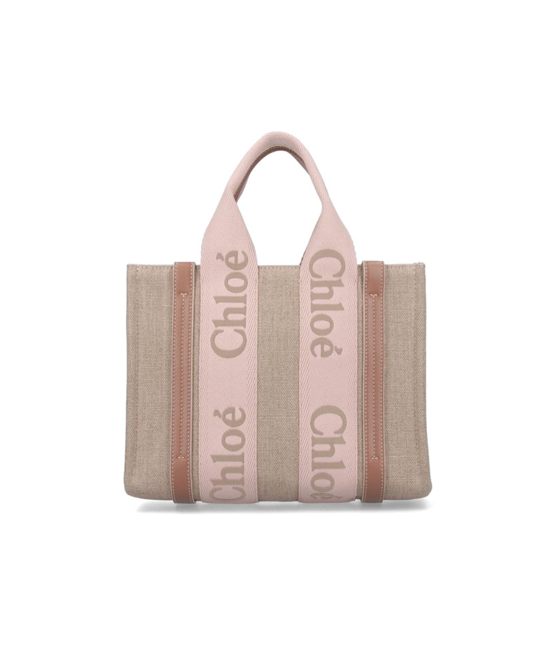 CHLOE Бежевая льняная сумка тоут, фото 1