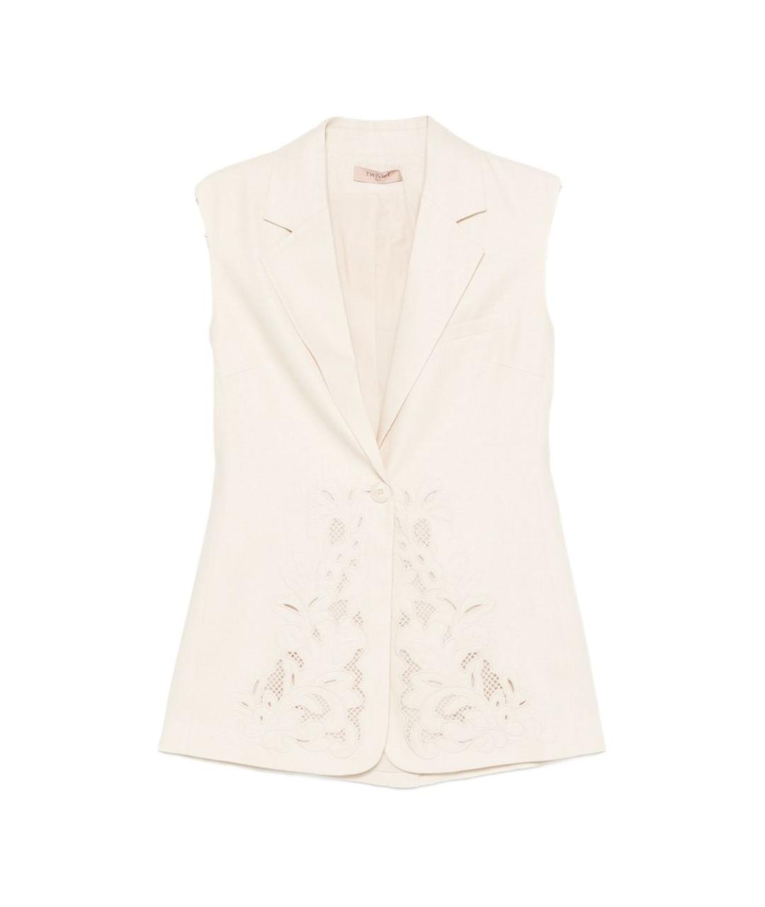 TWIN-SET Бежевый льняной жилет, фото 1
