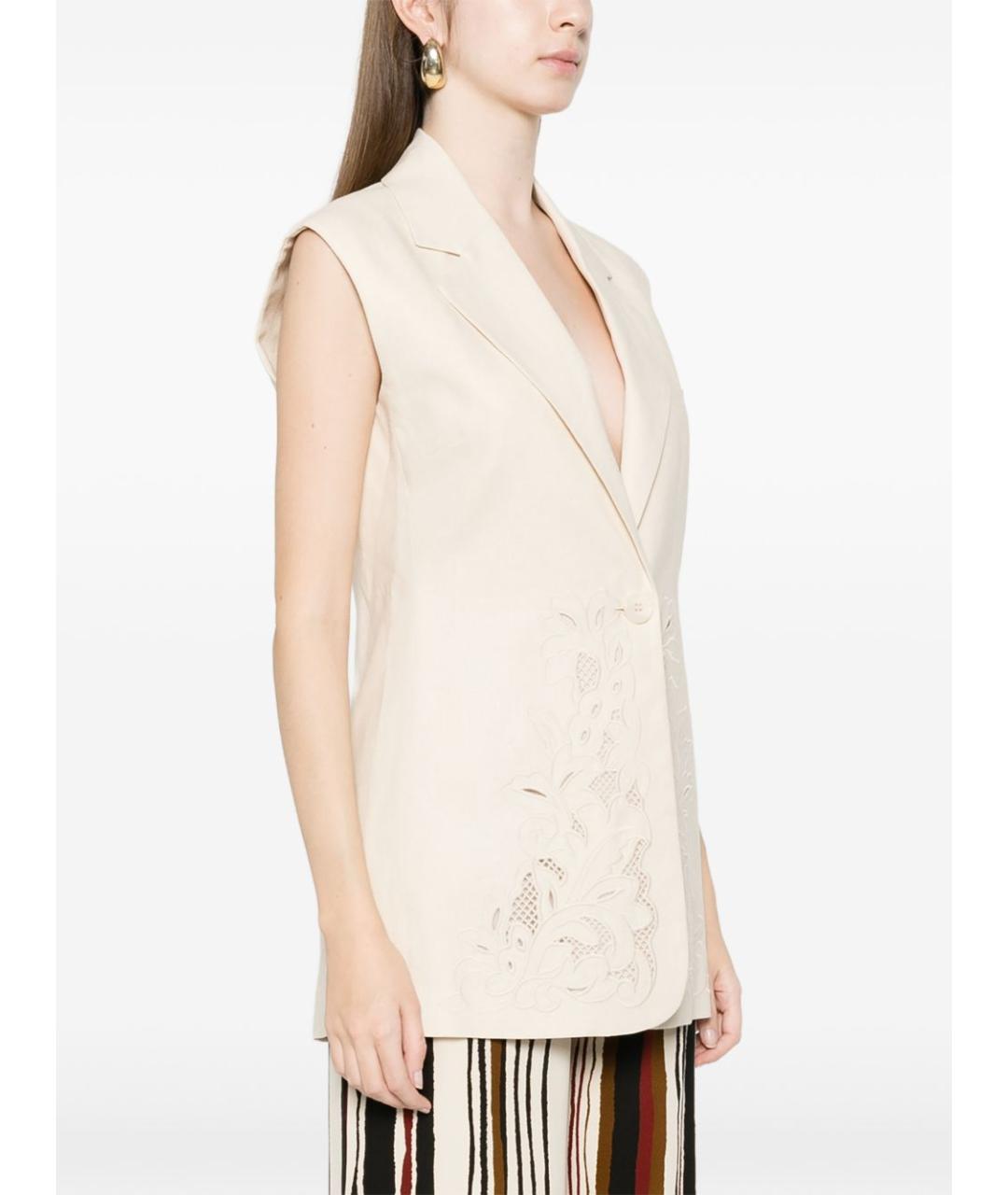 TWIN-SET Бежевый льняной жилет, фото 4